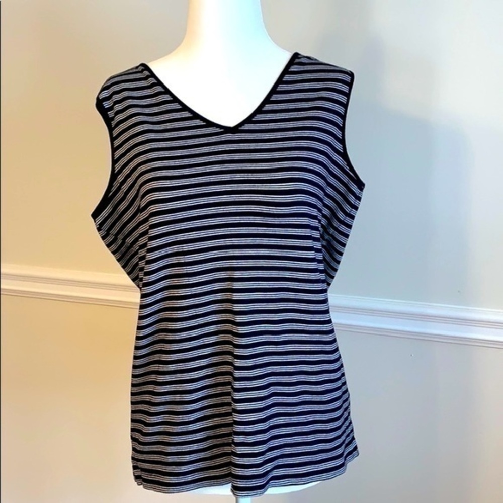 KAREN SCOTT Sport Striped Cotton Tank Top L